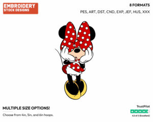 Wearing Giant Bow - Disney's Minnie Mouse - Embroidery Design in 3 sizes & 8 formats