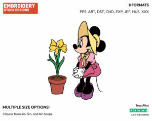 Minnie, Yellow Orchid - Disney's Minnie Mouse - Embroidery Design in 3 sizes & 8 formats