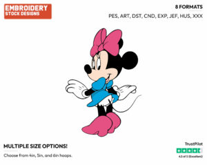 Back View - Disney's Minnie Mouse - Embroidery Design in 3 sizes & 8 formats