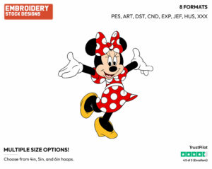 Happy - Disney's Minnie Mouse - Embroidery Design in 3 sizes & 8 formats