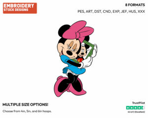 Holding Mickey Mouse Picture - Disney's Minnie Mouse - Embroidery Design in 3 sizes & 8 formats