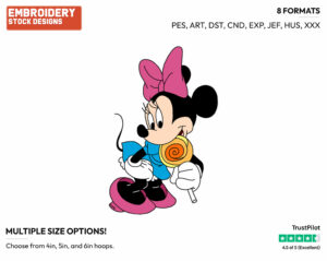Lollipop - Disney's Minnie Mouse - Embroidery Design in 3 sizes & 8 formats