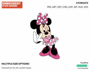 Winking - Disney's Minnie Mouse - Embroidery Design in 3 sizes & 8 formats