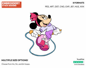 Jumping Rope - Disney's Minnie Mouse - Embroidery Design in 3 sizes & 8 formats