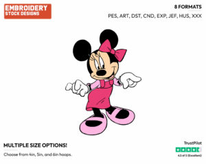Young Minnie Mouse - Disney's Minnie Mouse - Embroidery Design in 3 sizes & 8 formats