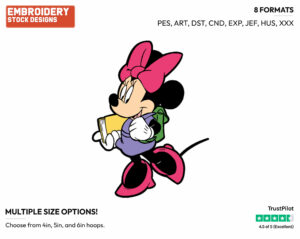 Walking To School - Disney's Minnie Mouse - Embroidery Design in 3 sizes & 8 formats