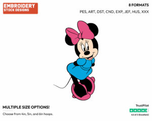 Minnie Mouse Standing With Her Arms Behind Her Back - Disney's Minnie Mouse - Embroidery Design in 3 sizes & 8 formats