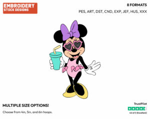 Minnie Mouse In Summer - Disney's Minnie Mouse - Embroidery Design in 3 sizes & 8 formats