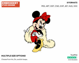 Minnie Mouse In Glamorous Hollywood Style - Disney's Minnie Mouse - Embroidery Design in 3 sizes & 8 formats
