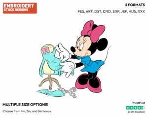 Making A Dress - Disney's Minnie Mouse - Embroidery Design in 3 sizes & 8 formats