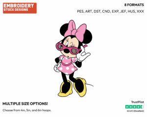 Lowering Her Sunglasses - Disney's Minnie Mouse - Embroidery Design in 3 sizes & 8 formats