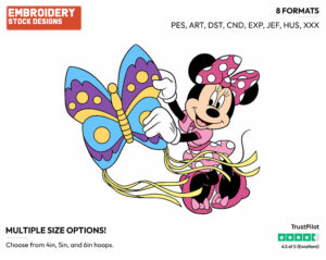 Minnie Mouse, Butterfly Kite - Disney's Minnie Mouse - Embroidery Design in 3 sizes & 8 formats