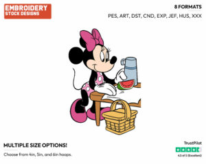 On A Picnic - Disney's Minnie Mouse - Embroidery Design in 3 sizes & 8 formats