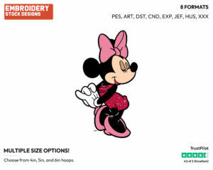 Wearing Sparkly Red Dress - Disney's Minnie Mouse - Embroidery Design in 3 sizes & 8 formats