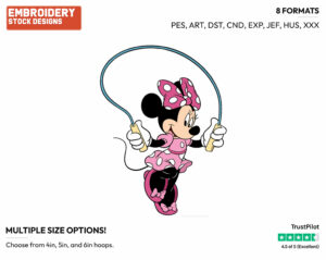 Jumping Rope - Disney's Minnie Mouse - Embroidery Design in 3 sizes & 8 formats