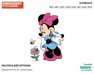 Bees - Disney's Minnie Mouse - Embroidery Design in 3 sizes & 8 formats