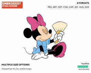 Fanning Herself - Disney's Minnie Mouse - Embroidery Design in 3 sizes & 8 formats