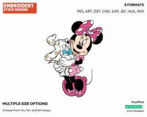 Minnie Mouse, Puppy - Disney's Minnie Mouse - Embroidery Design in 3 sizes & 8 formats