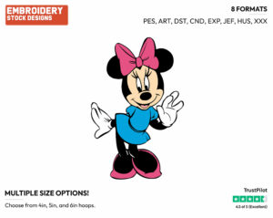Waving - Disney's Minnie Mouse - Embroidery Design in 3 sizes & 8 formats