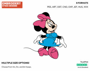 Back View - Disney's Minnie Mouse - Embroidery Design in 3 sizes & 8 formats