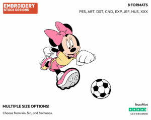 Playing Soccer - Disney's Minnie Mouse - Embroidery Design in 3 sizes & 8 formats