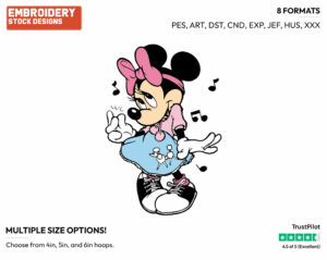 Snapping Fingers To Music - Disney's Minnie Mouse - Embroidery Design in 3 sizes & 8 formats