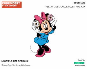 Minnie Mouse Donut Ears - Disney's Minnie Mouse - Embroidery Design in 3 sizes & 8 formats