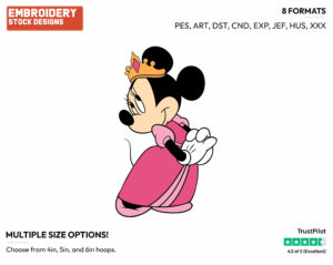 Princess Minnie - Disney's Minnie Mouse - Embroidery Design in 3 sizes & 8 formats