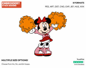 Minnie The Cheerleader - Disney's Minnie Mouse - Embroidery Design in 3 sizes & 8 formats