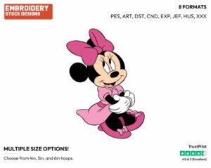 Sitting Down - Disney's Minnie Mouse - Embroidery Design in 3 sizes & 8 formats