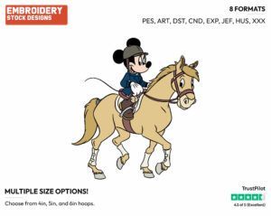 Minnie Riding Horse - Disney's Minnie Mouse - Embroidery Design in 3 sizes & 8 formats