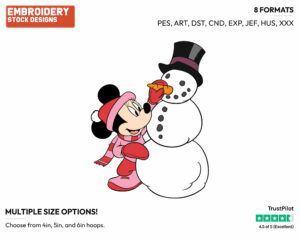 Minnie Building A Snowman - Disney's Minnie Mouse - Embroidery Design in 3 sizes & 8 formats