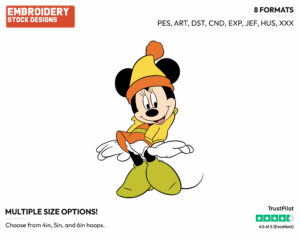 Minnie Dressed Up For Winter - Disney's Minnie Mouse - Embroidery Design in 3 sizes & 8 formats