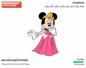Minnie As Sleeping Beauty - Disney's Minnie Mouse - Embroidery Design in 3 sizes & 8 formats
