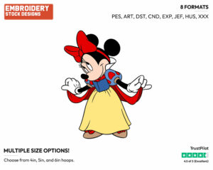 Minnie As Snow White - Disney's Minnie Mouse - Embroidery Design in 3 sizes & 8 formats