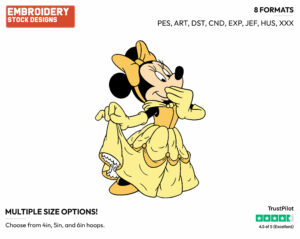 Minnie Mouse As Belle - Disney's Minnie Mouse - Embroidery Design in 3 sizes & 8 formats