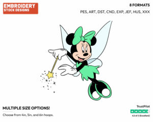 Minnie As Tinker Bell - Disney's Minnie Mouse - Embroidery Design in 3 sizes & 8 formats