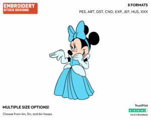 Minnie As Cinderella - Disney's Minnie Mouse - Embroidery Design in 3 sizes & 8 formats