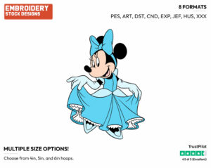 Minnie As Cinderella - Disney's Minnie Mouse - Embroidery Design in 3 sizes & 8 formats