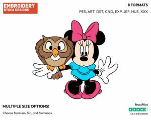 Minnie Mouse, Owl - Disney's Minnie Mouse - Embroidery Design in 3 sizes & 8 formats