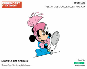 Minnie Trying New Hat - Disney's Minnie Mouse - Embroidery Design in 3 sizes & 8 formats