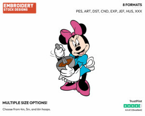 Minnie Stirring Cake Batter - Disney's Minnie Mouse - Embroidery Design in 3 sizes & 8 formats