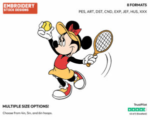 Minnie, Tennis Ball - Disney's Minnie Mouse - Embroidery Design in 3 sizes & 8 formats