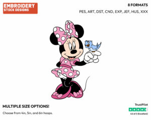 Minnie, Bird - Disney's Minnie Mouse - Embroidery Design in 3 sizes & 8 formats