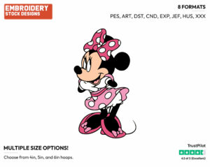 Minnie's Adorable Pose - Disney's Minnie Mouse - Embroidery Design in 3 sizes & 8 formats