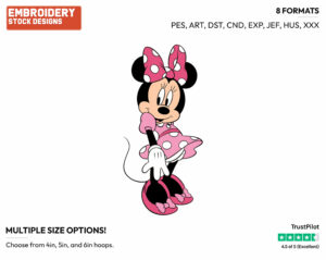 Standing Up Straight - Disney's Minnie Mouse - Embroidery Design in 3 sizes & 8 formats