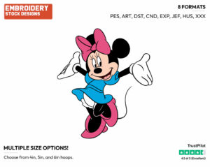 Cheerful Minnie - Disney's Minnie Mouse - Embroidery Design in 3 sizes & 8 formats