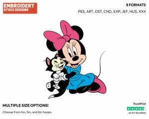 Minnie Mouse, Figaro - Disney's Minnie Mouse - Embroidery Design in 3 sizes & 8 formats