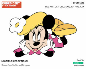 Minnie Wearing Beret - Disney's Minnie Mouse - Embroidery Design in 3 sizes & 8 formats