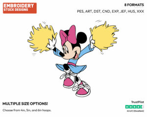 Cheerleader Minnie - Disney's Minnie Mouse - Embroidery Design in 3 sizes & 8 formats